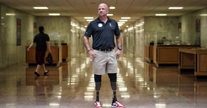 A double amputee who served in Iraq is pushing lawmakers to end the 'wounded veterans tax'