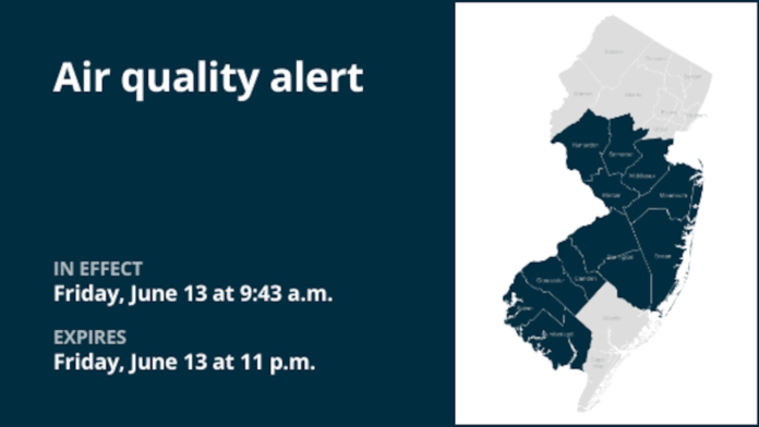 Air quality alert issued for 11 N.J. counties Friday