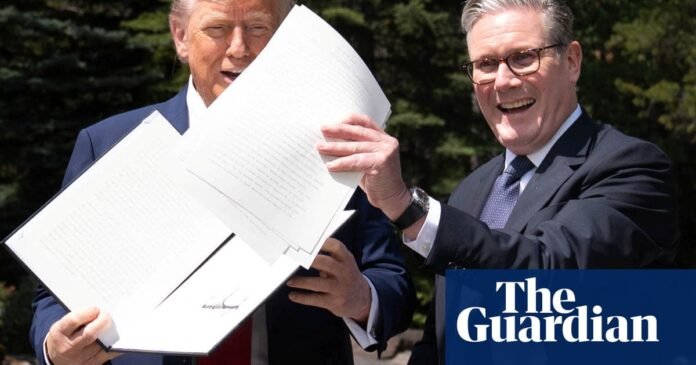 Trump says UK is protected from tariffs ‘because I like them’ as trade deal is signed off | International trade