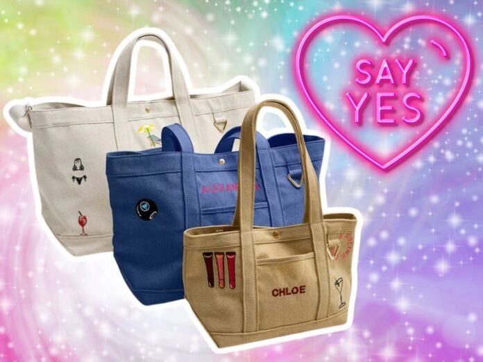 Bridesmaid proposal ideas: BaubleBar Custom Icon Tote from $78