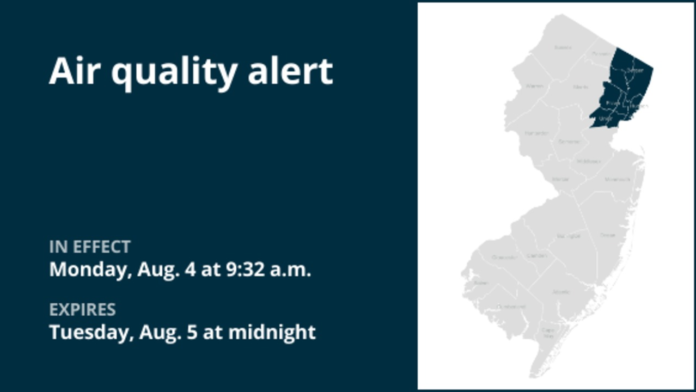 Air quality alert for 5 N.J. counties until early Tuesday